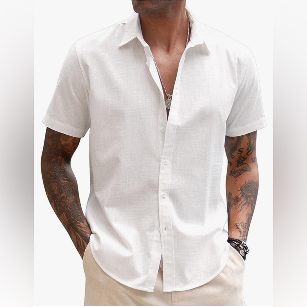 NWT☀️ Men’s linen casual button up shirt